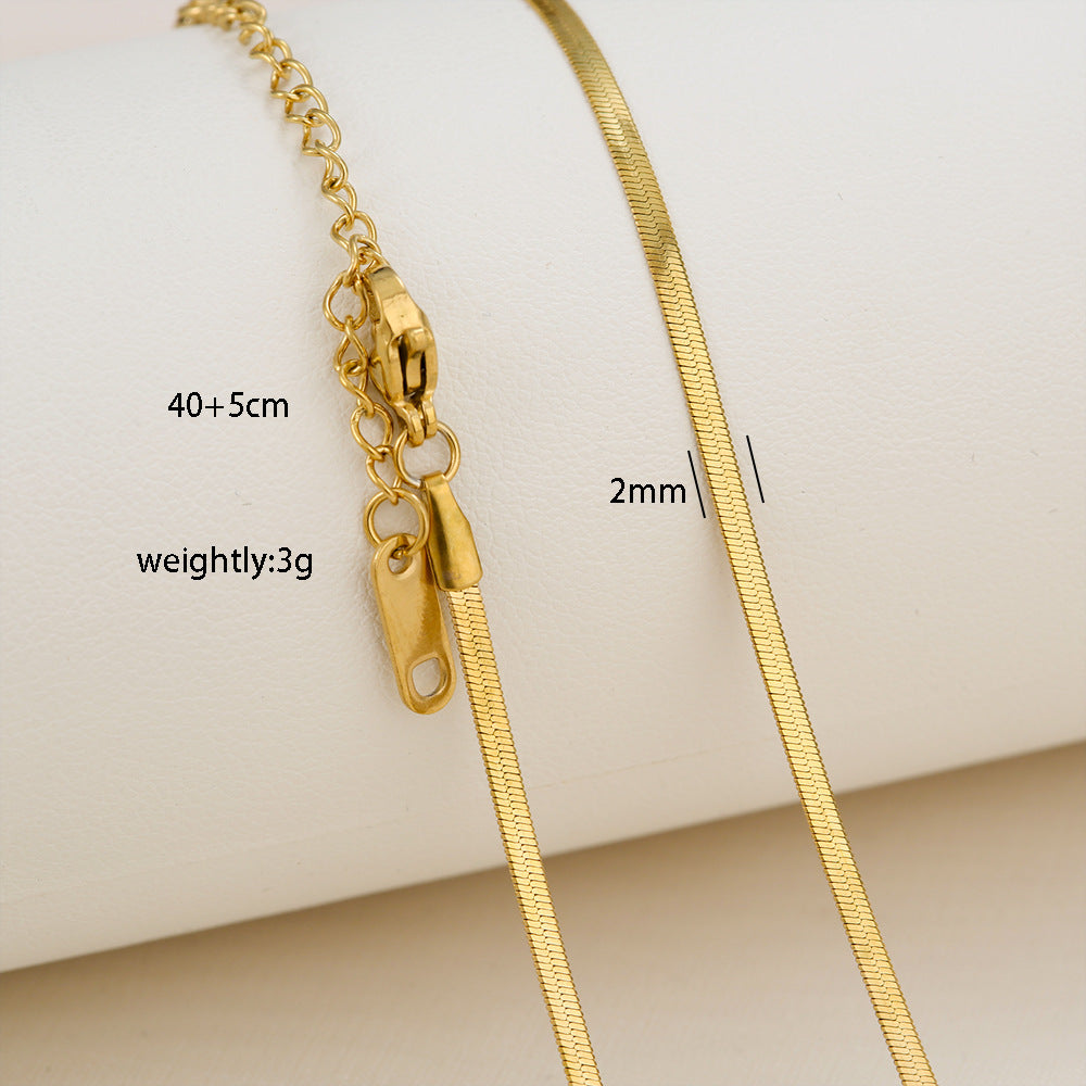Collana Minimalista Unisex con Catenina Box in Acciaio Inossidabile Placcato Oro 18K