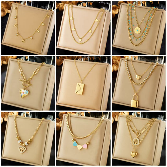 Sweet Minimalist Heart Titanium Steel Plated Necklace for Women