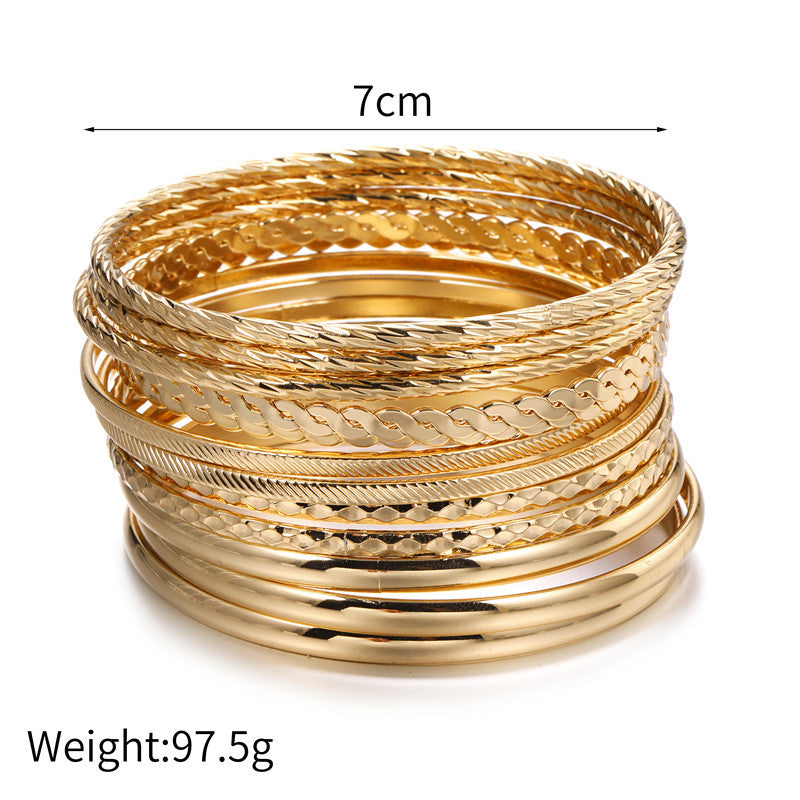 Bohemian Multi-Layer Plated Alloy Bracelet Set for Women