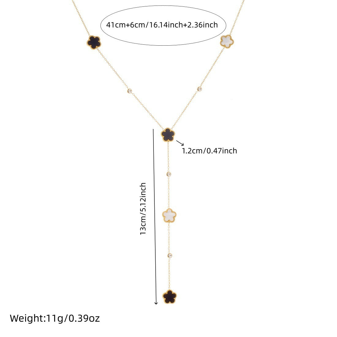 Minimalist Gold Plated Stainless Steel Floral Pendant Y-Shape Tassel Necklace for Women