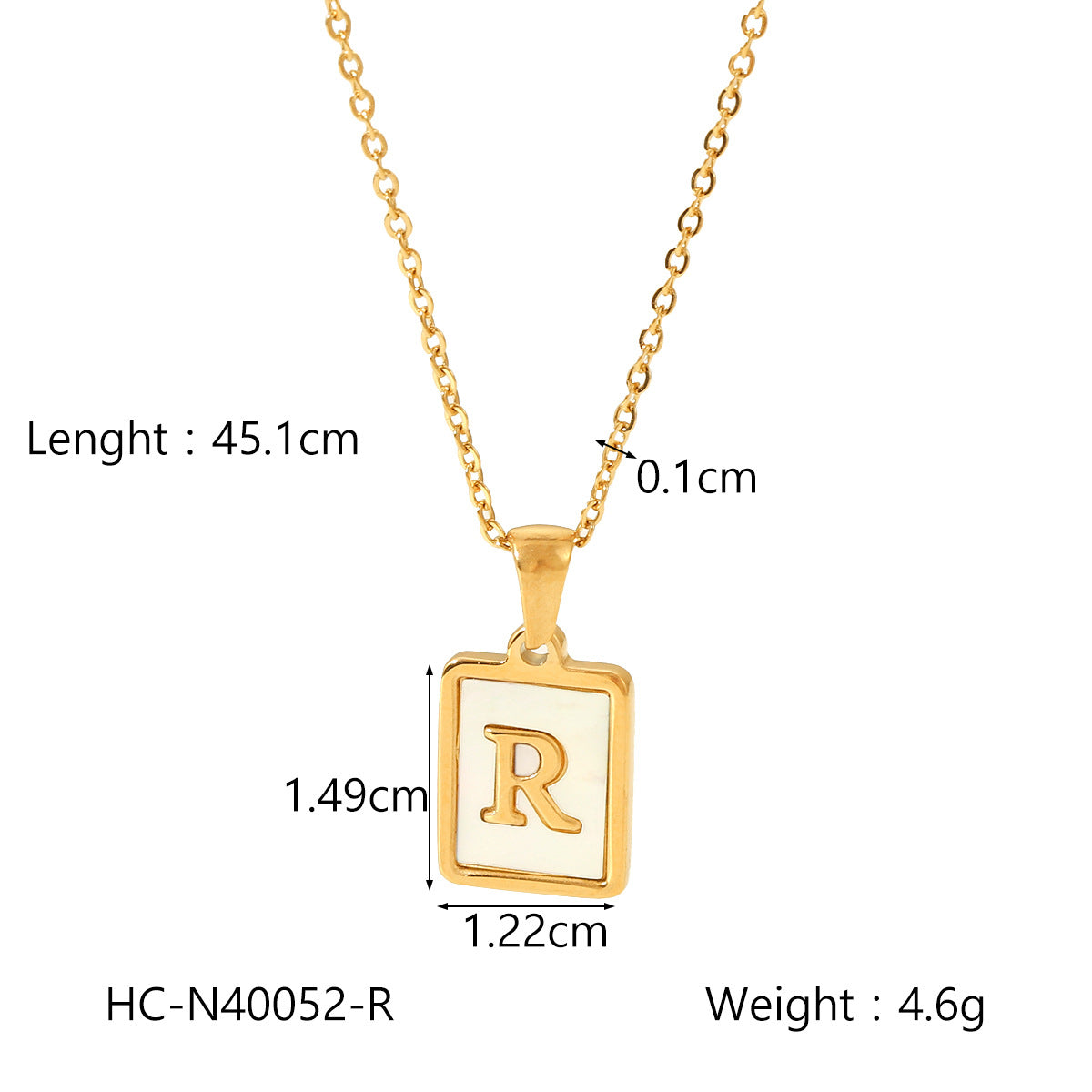 Minimalist Letter Pendant Necklace in Titanium Steel with 18K Gold Plating on Stainless Steel Chain for Women