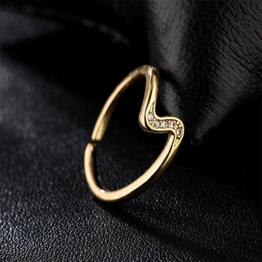 Minimalist Geometric Gold Plated Brass Ring for Women