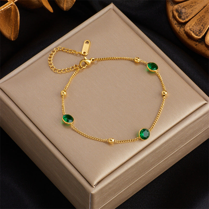 Bracciale in Acciaio Inox da Donna con Finitura Placcata e Ciondolo a Farfalla Turchese d'Ispirazione Vintage