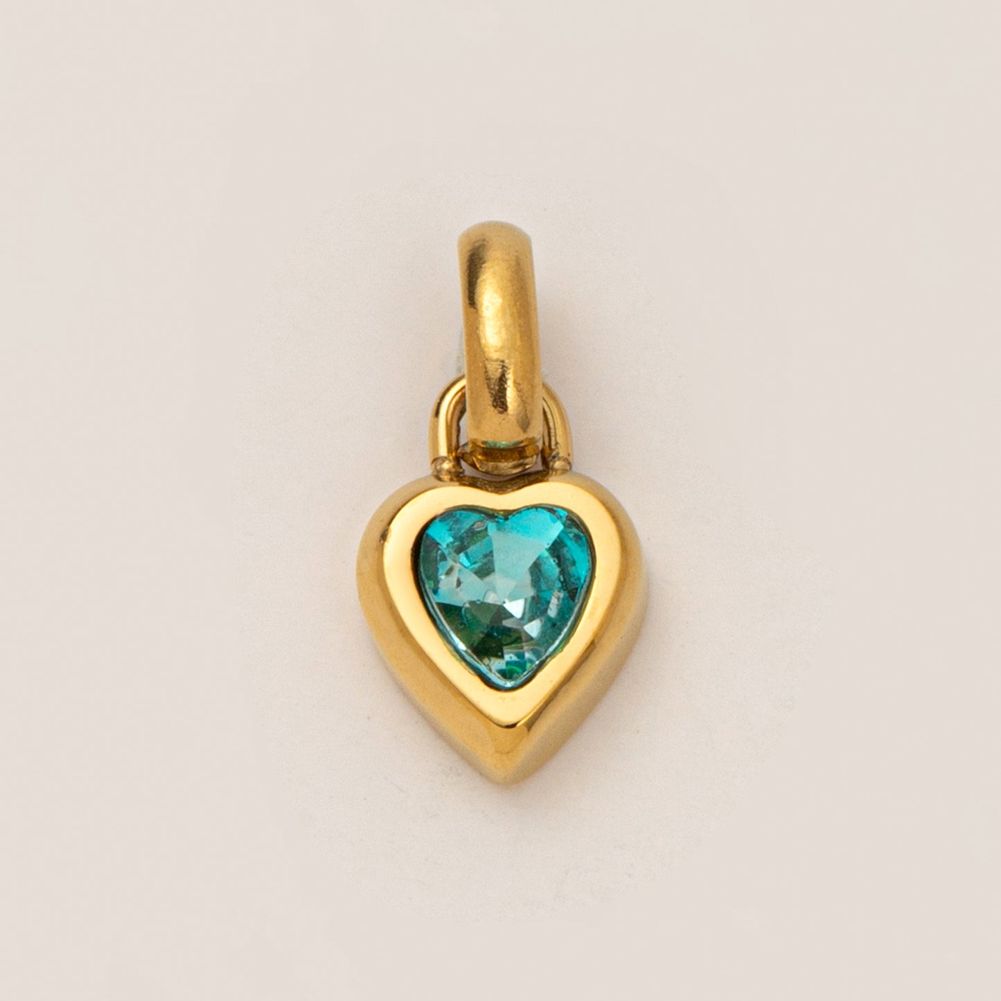 Minimalist Heart Letter Titanium Steel Plated Gemstone Pendant Charm Bar for Women