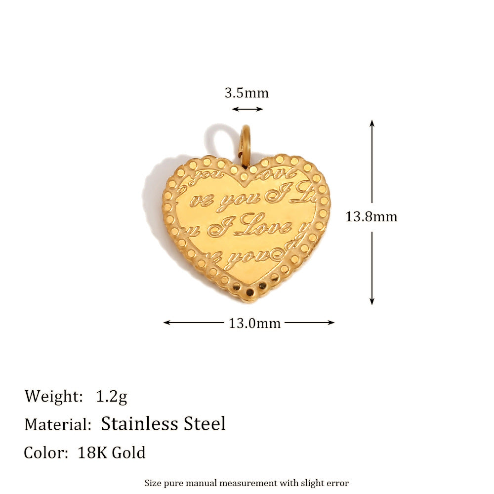 Fashionable Heart and Moon Geometric Pendant in Stainless Steel with 18K Gold Plating and Hammered Texture