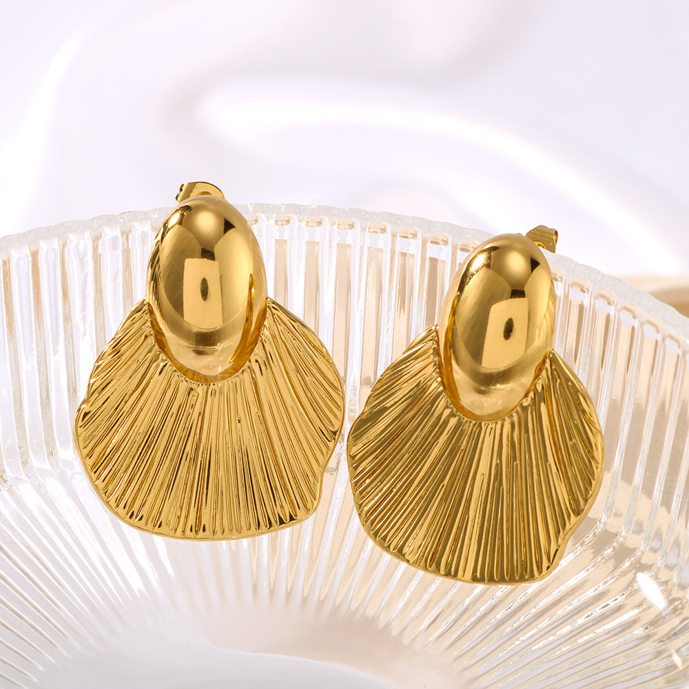 Orecchini da donna minimalisti asimmetrici geometrici in acciaio inossidabile con placcatura sottovuoto in oro 18 carati
