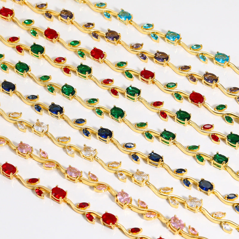 Elegant Gold Plated Brass Tulip Flower Bracelet with Rhinestone Gemstone Inlay for Women