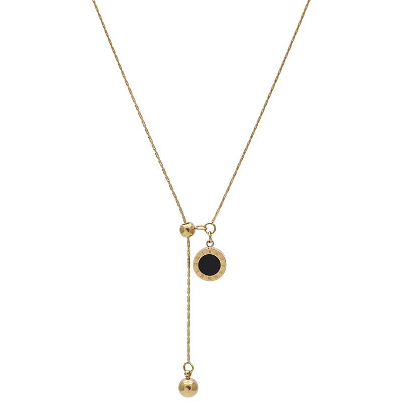 Minimalist Geometric Titanium Steel Pendant Necklace with Plated Finish Adjustable Snake Chain for Women and Men