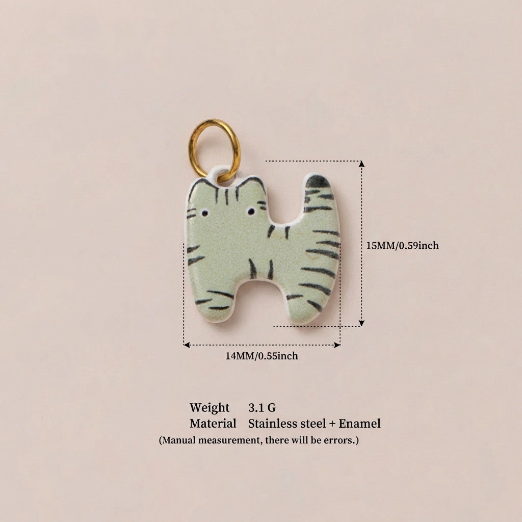 Luxury Casual 18K Gold Plated Titanium Steel Cat Animal Charm Bar
