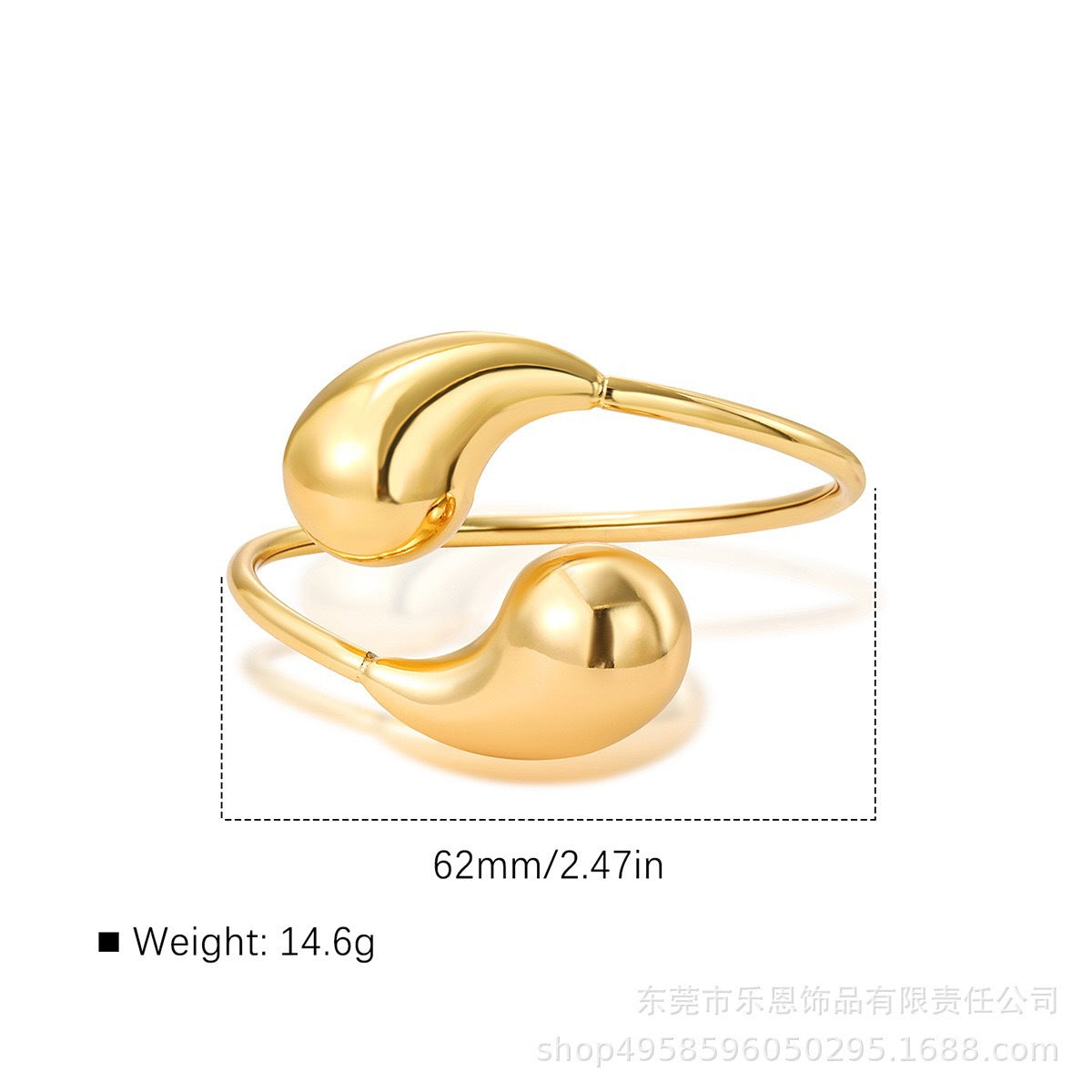 Luxury Gold Plated Alloy Teardrop Geometric Bracelet
