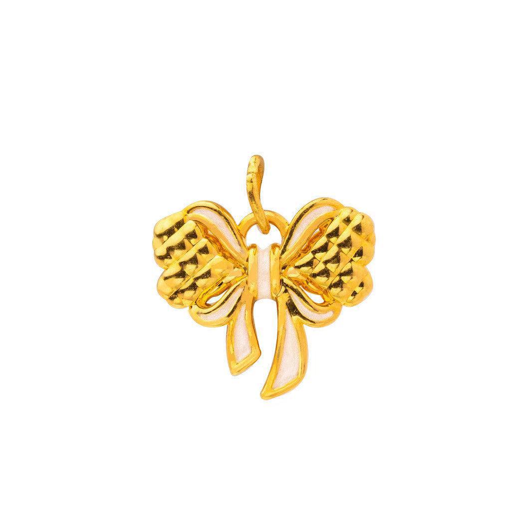 Vintage 18K Gold Plated Stainless Steel PVD Butterfly Heart Floral Charm Bar Pendant