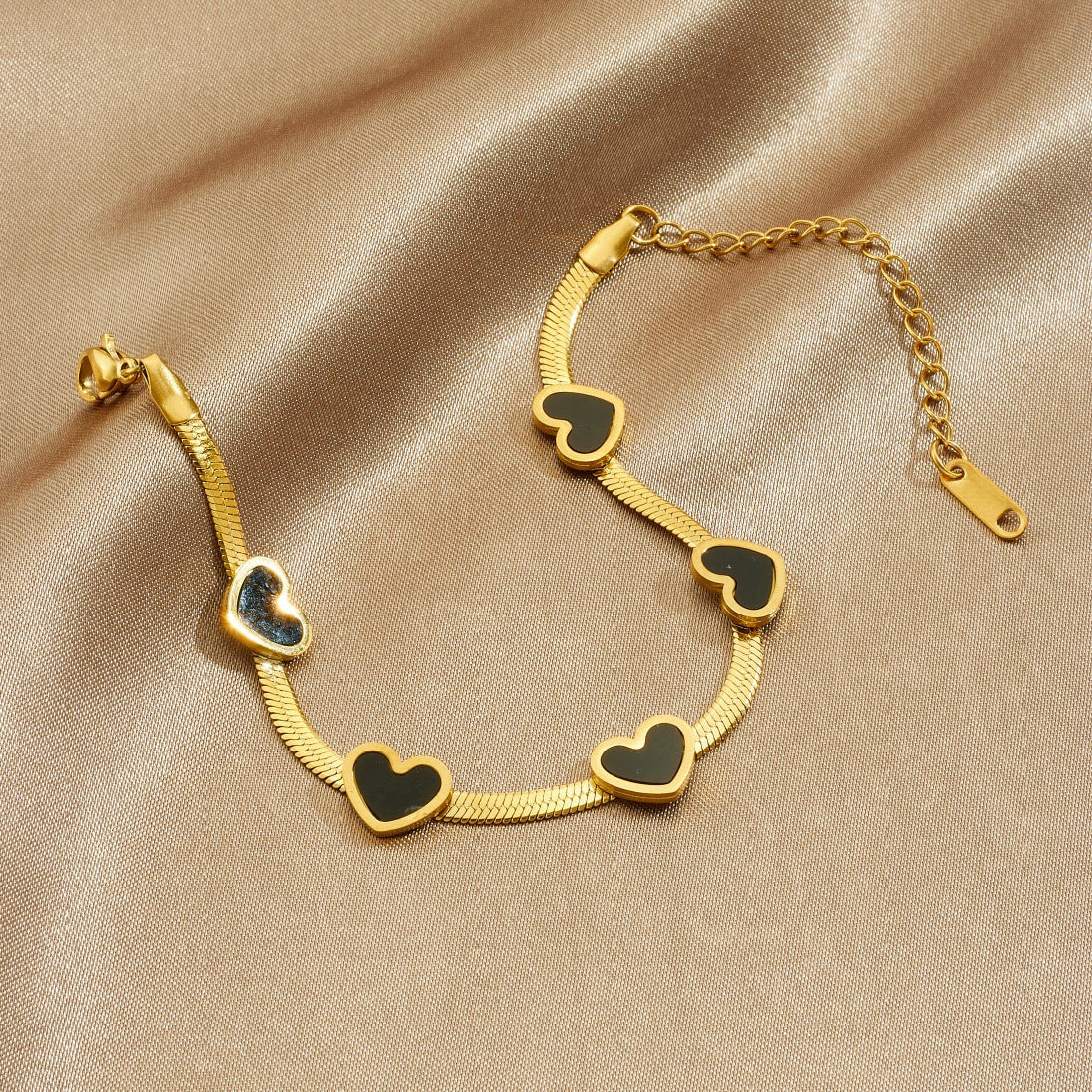 Minimalist Gold Plated Heart Curb Chain Bracelet for Women
