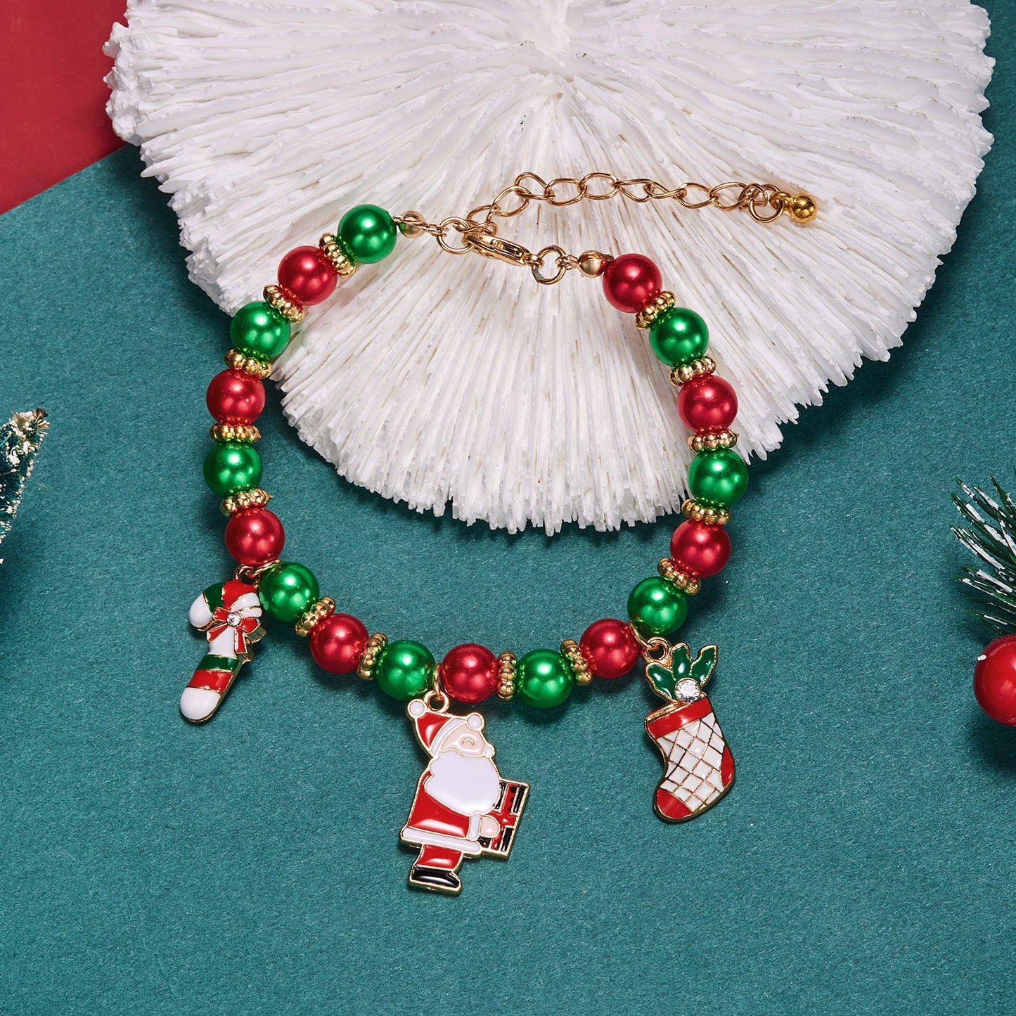 Bracciale natalizio artigianale regolabile con ciondoli a forma di Babbo Natale e fiocco di neve, bracciale geometrico in lega per uomo e donna, regalo di festa
