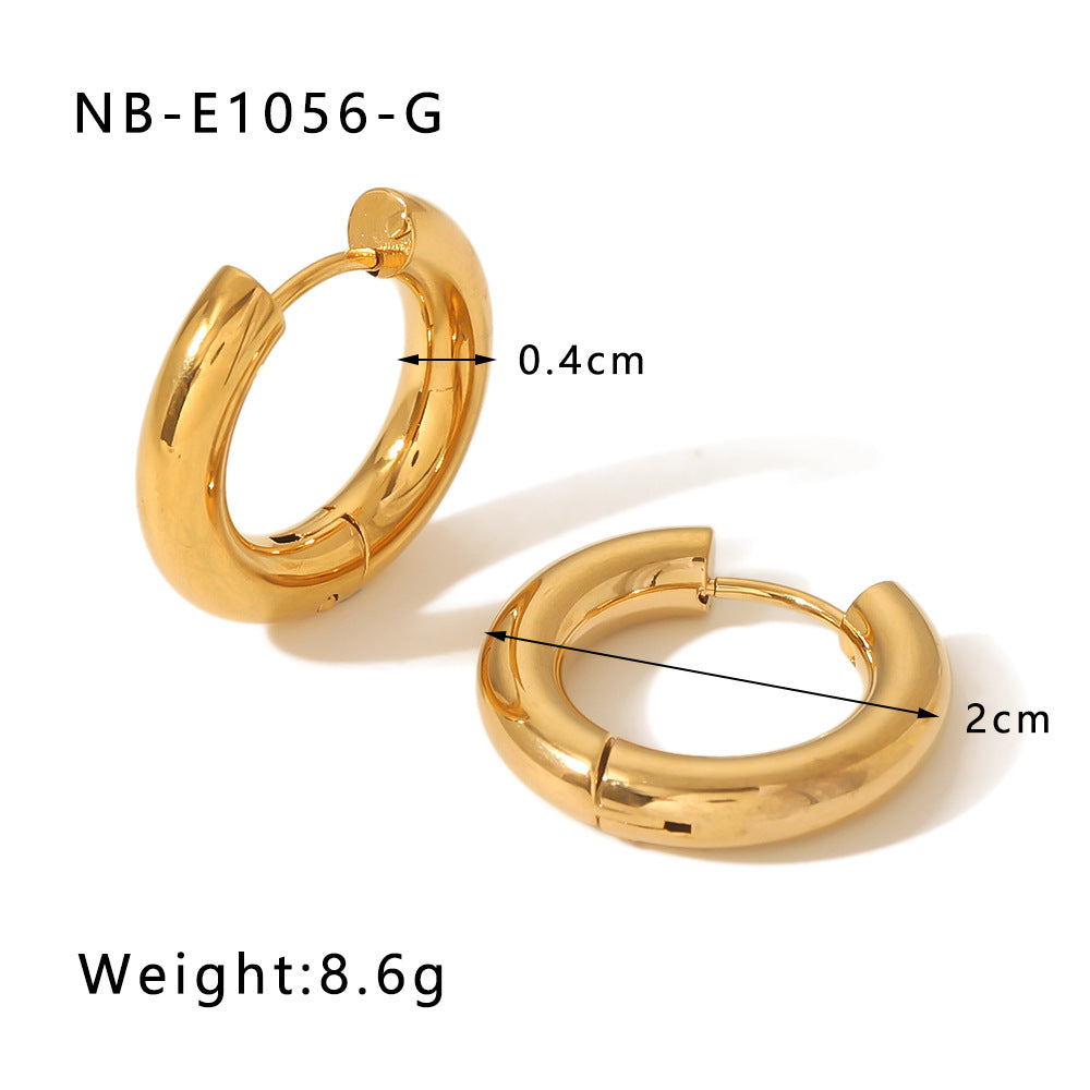Minimalist Geometric Stainless Steel Hoop Earrings with 18K Gold Plating for Women