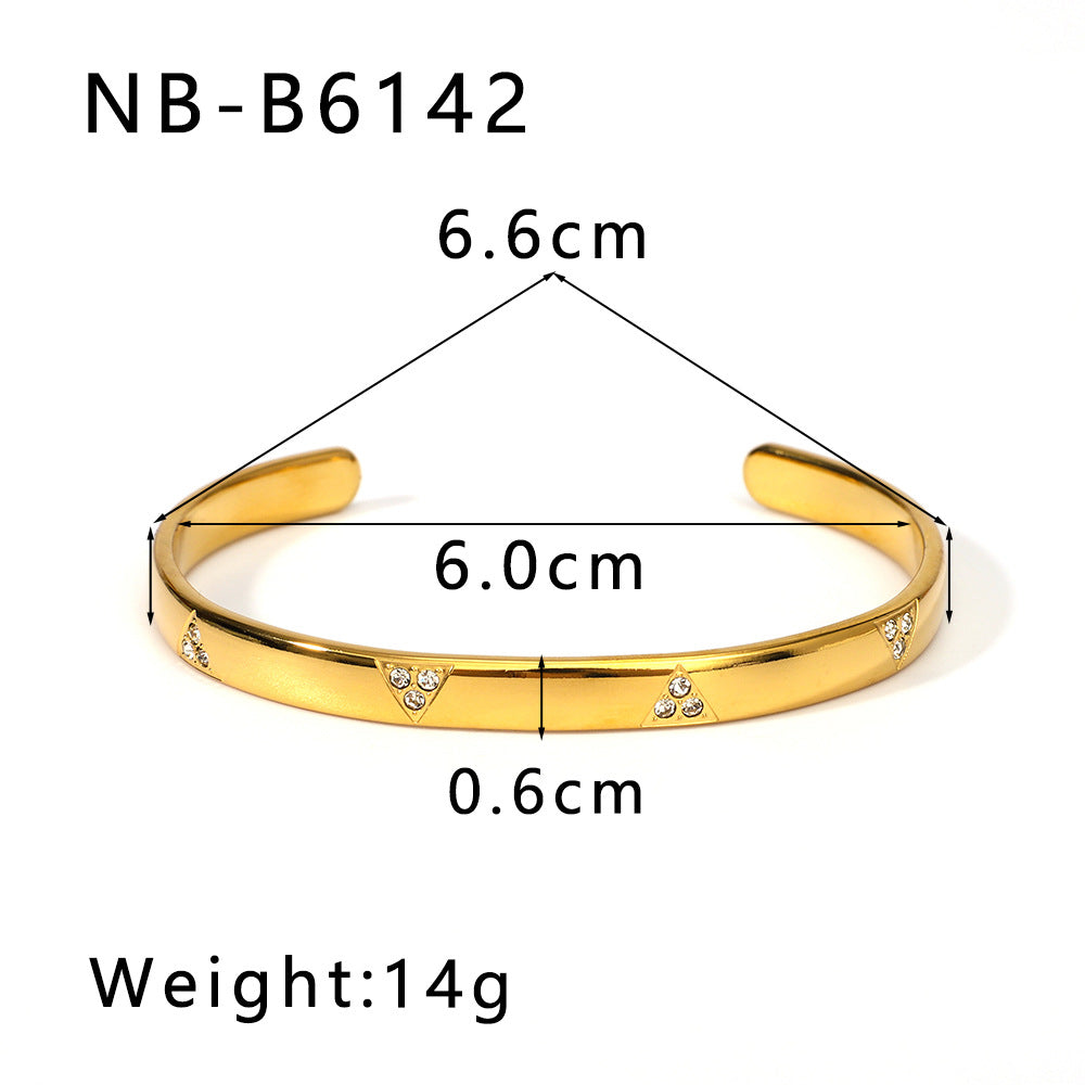 Set di bracciali in acciaio inossidabile a forma di cuore, fiocco di neve e foglia geometrica stile Ins con intarsio di strass da donna
