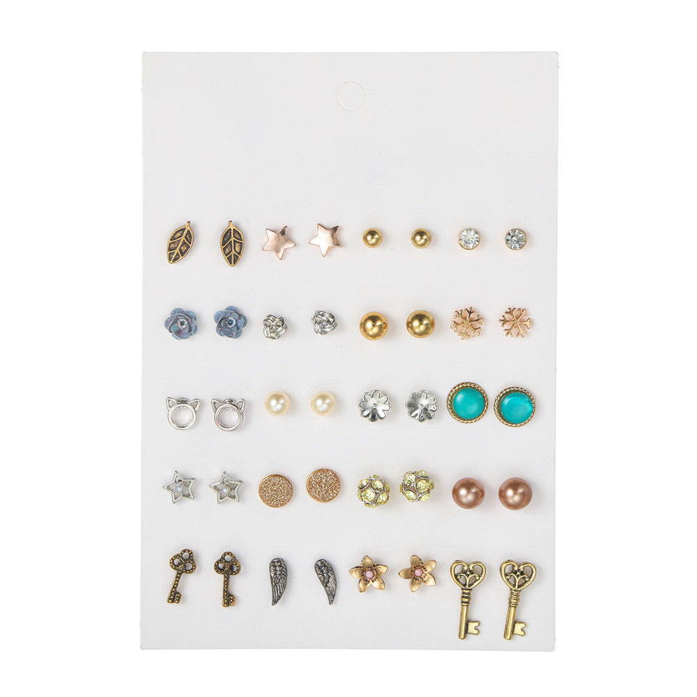 Minimalist Casual Geometric Alloy Plated Stud Earrings Set for Unisex