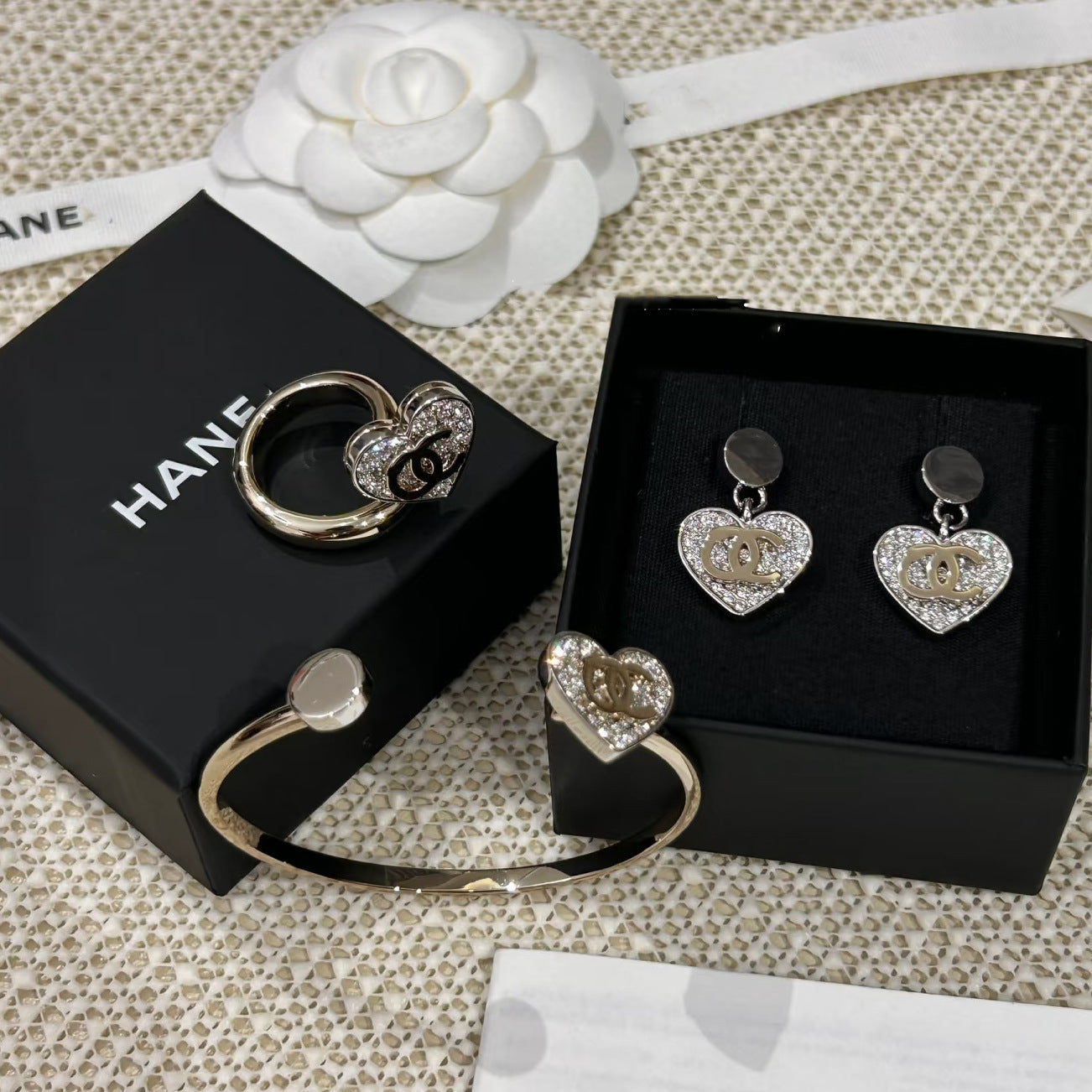 Luxury Heart Letter Cubic Zirconia Gold Plated Brass Earrings with 925 Sterling Silver Posts for Women