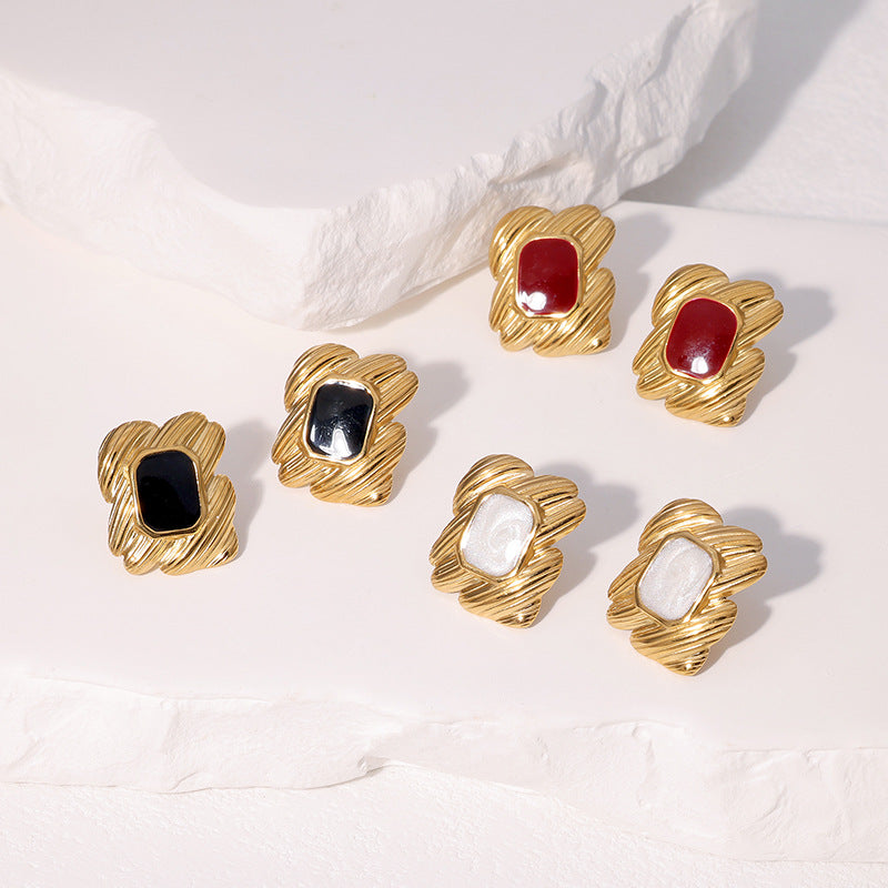 Elegant 18K Gold Plated Geometric Stainless Steel Earrings for Women