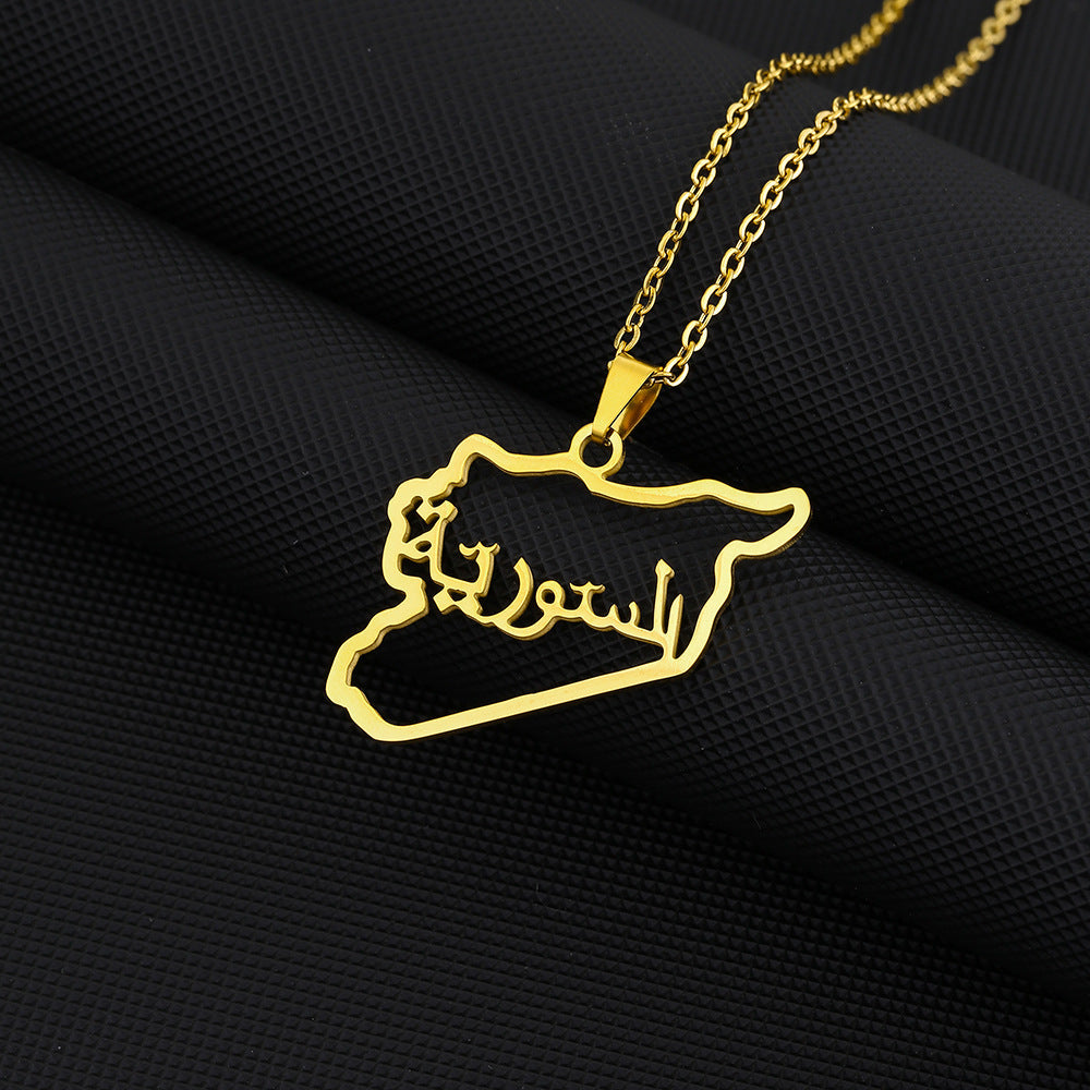 Collar con colgante geométrico minimalista de acero de titanio con acabado chapado y cadena tipo O, unisex, para uso diario