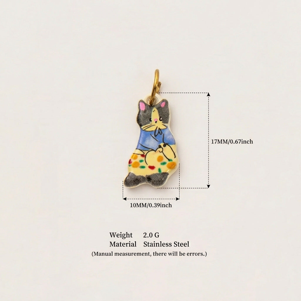 Vintage 18K Gold PVD Stainless Steel Animal Charm Bar
