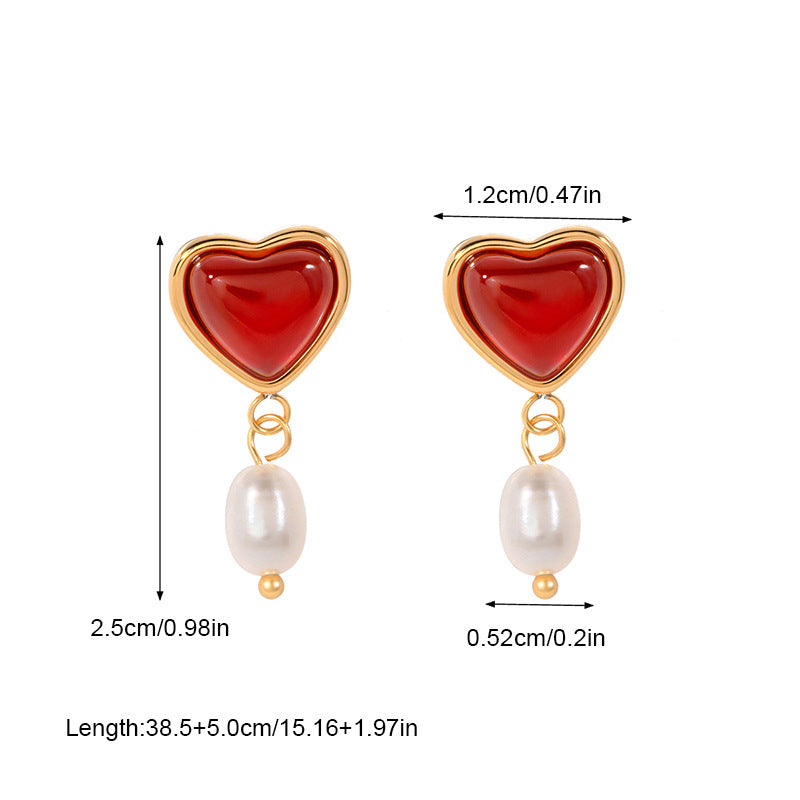 Elegant Heart Stainless Steel Stud Earrings PVD Plated for Women