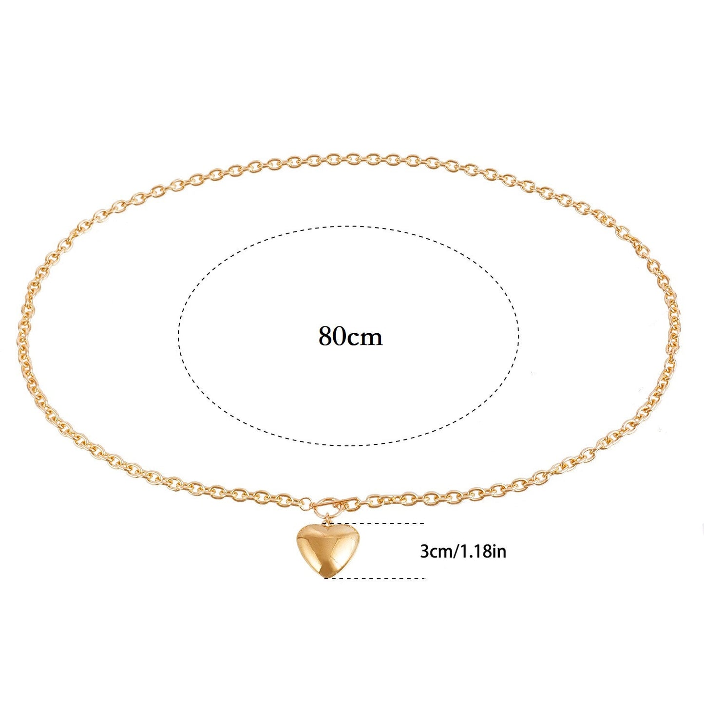 Casual Punk Alloy Heart Pendant Waist Chain for Women