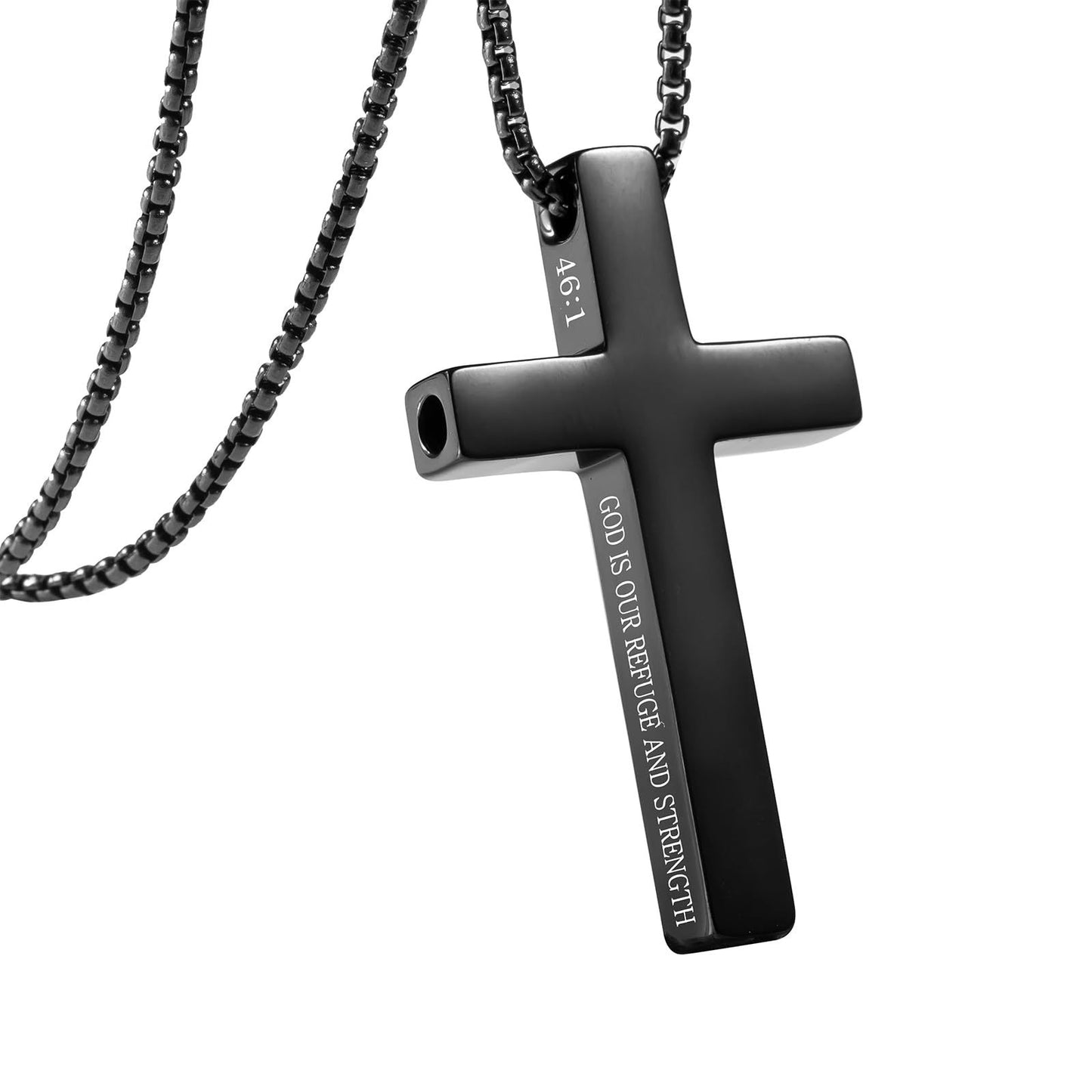 Stainless Steel Cross Pendant Necklace with Titanium Steel Charm for Aromatherapy Inhalation Stress Relief Mindfulness Breathing