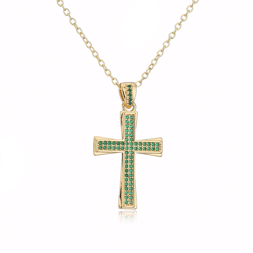Collana con Ciondolo Geometrico Vintage da Donna con Base in Rame Placcata Oro 18K e Intarsi in Zirconi Colorati