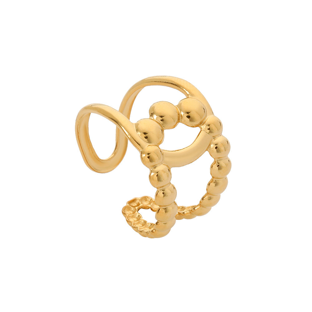 Minimalist Hip-hop Geometric Round Plated Titanium Steel Double Layer Open Ring