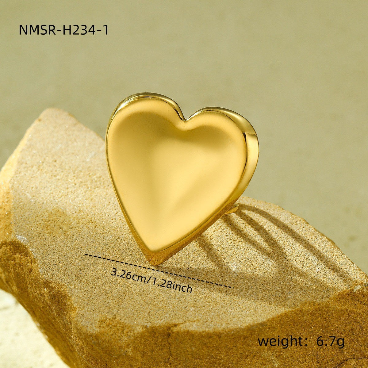 Anillo de Acero de Titanio con Forma de Corazón a la Moda y Acabado Galvanizado para Mujeres, Joyería Geométrica Minimalista