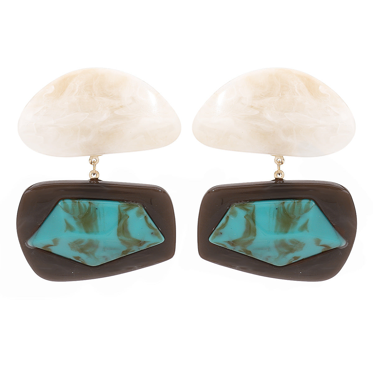 Pendientes colgantes minimalistas geométricos de aleación de acrílico y resina para mujer con postes de acero inoxidable chapado