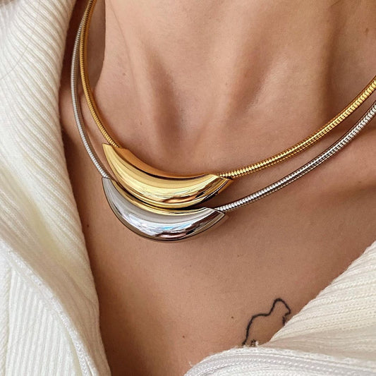 Gargantilla chapada en acero inoxidable con forma de U, estilo minimalista francés retro, para mujer