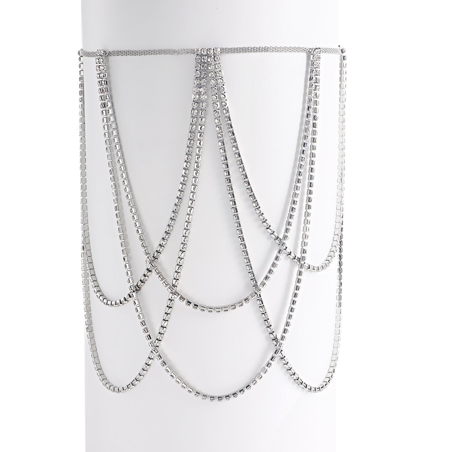 Sweet and Edgy Casual Rhinestone Beach Leg Chain for Women with Elastic Band and Simulated Pearl Accents Geometric Design