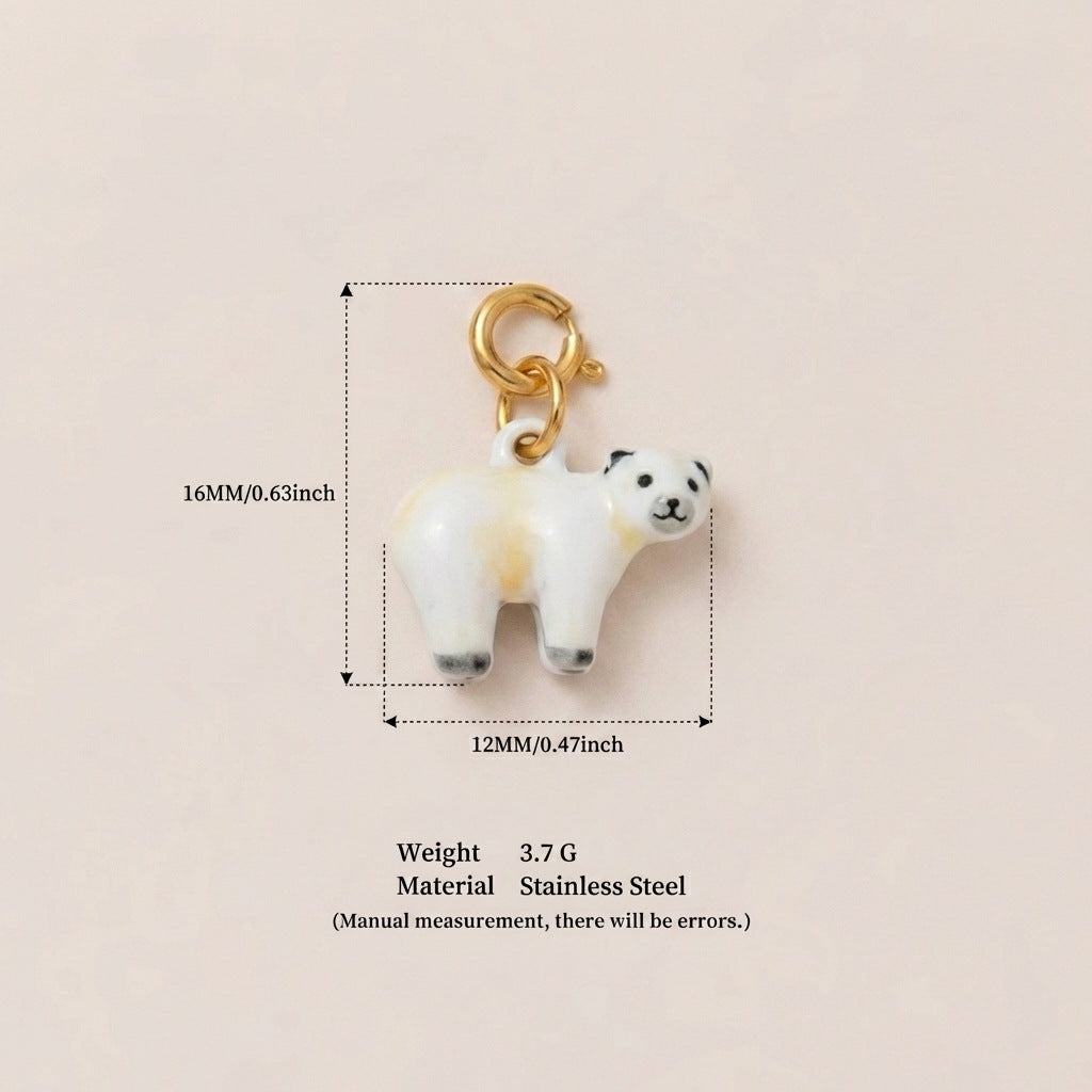 Vintage 18K Gold Plated Stainless Steel Animal Pendant Charm Bar for Women