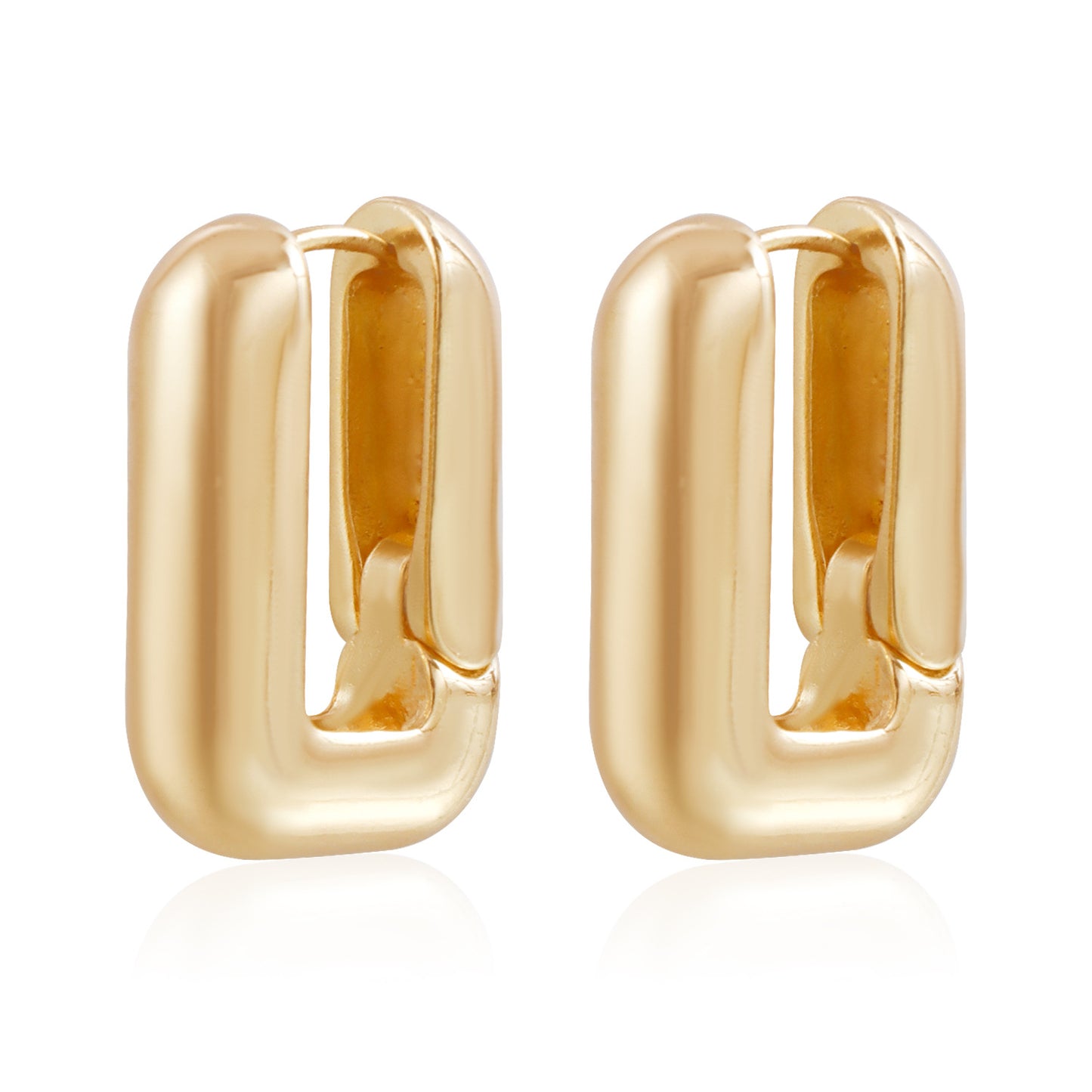 Minimalist Geometric Alloy Stud Earrings with Plated Finish for Women — Round Hexagonal Square Beveled Edges Design