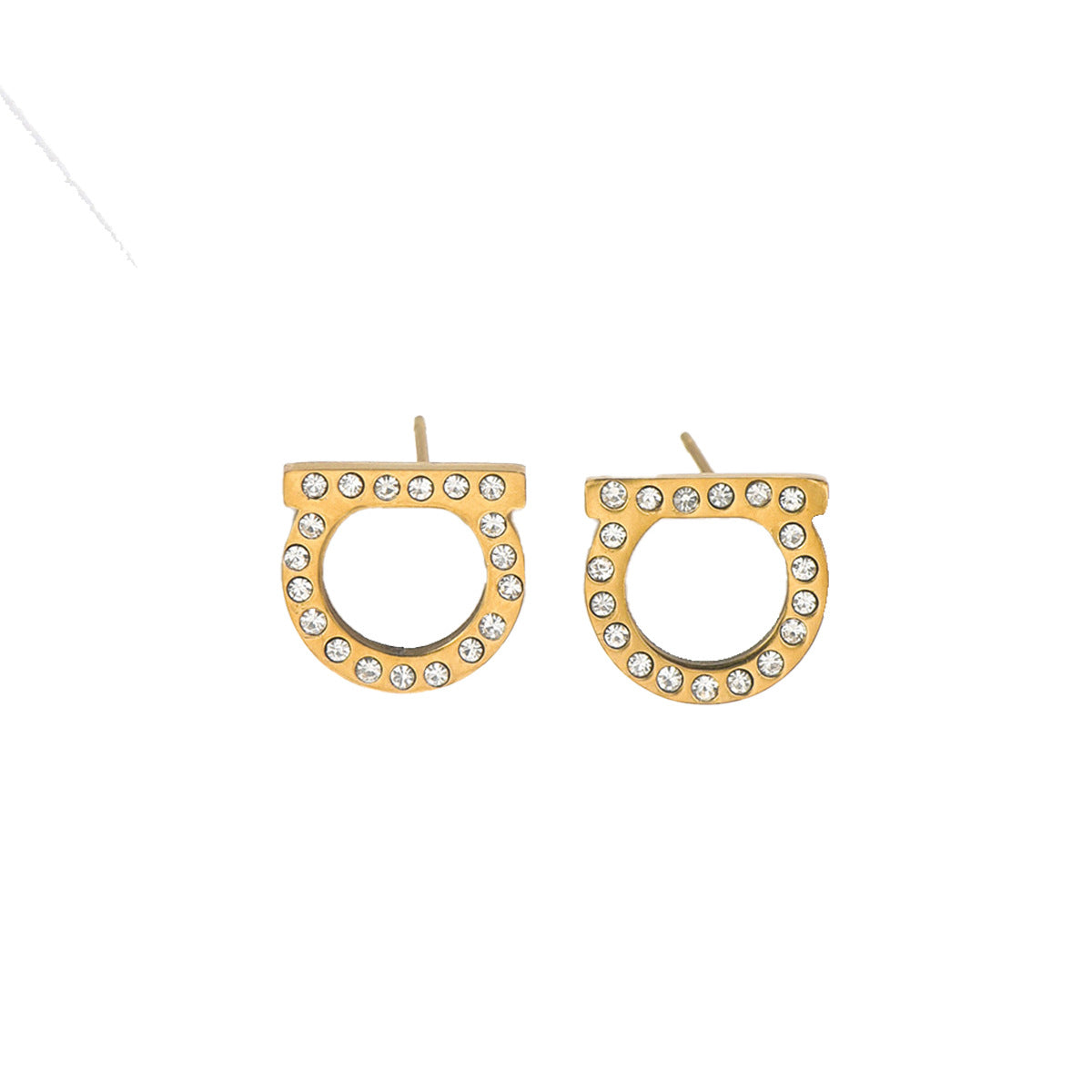 Pendientes de tuerca minimalistas de cobre con forma de letra para mujer con incrustaciones de circonita, estilo fresco y dulce