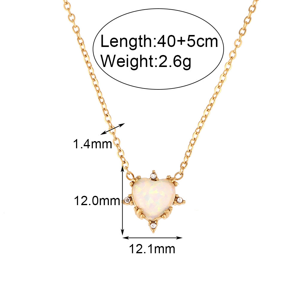 Set di collana, orecchini e bracciale da donna placcati oro in acciaio inossidabile a forma di cuore, con intarsi di strass, stile vintage