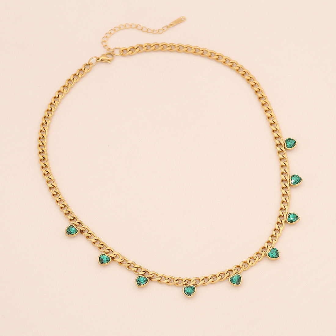 Fashionable Heart-Shaped Rhinestone Stainless Steel Necklace for Women with Plated Finish