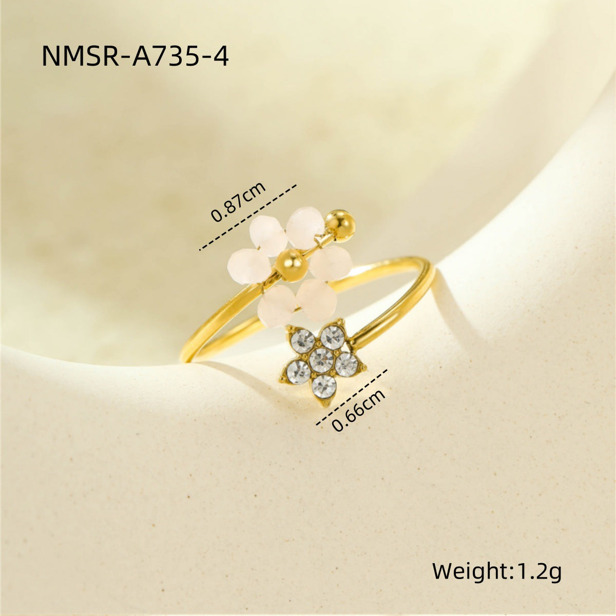 Anillo de Acero Inoxidable con Elegante Diseño Floral e Incrustaciones de Circonita, Estilo Minimalista de Lujo para Mujer
