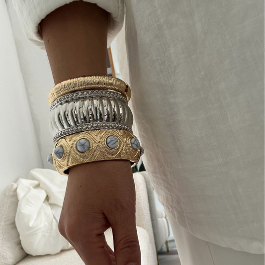 Pulsera de aleación con baño de oro, geométrica y vintage para mujer