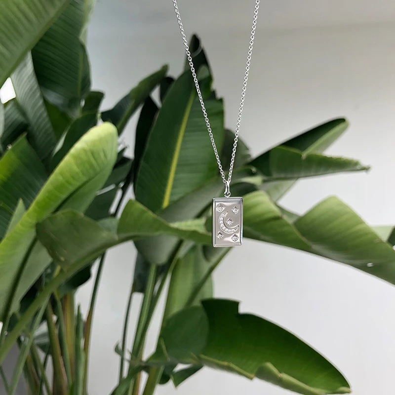 Minimalist Geometric Pendant Necklace for Women Stainless Steel with 18K Gold Plating Double-Layer Snake Chain