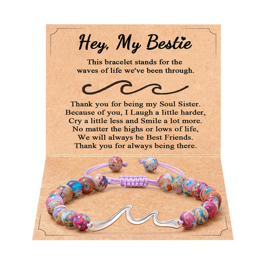 Handmade Woven Stainless Steel Beaded Bracelet with Wave Pattern