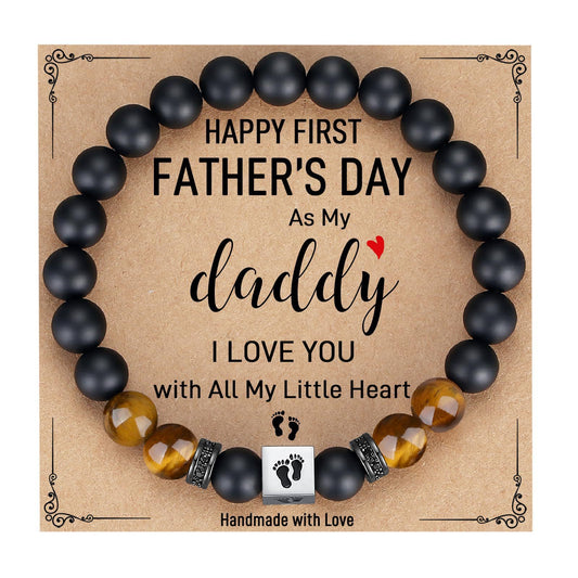 Men's Casual Matte Tiger Eye and Stainless Steel Geometric Bracelet