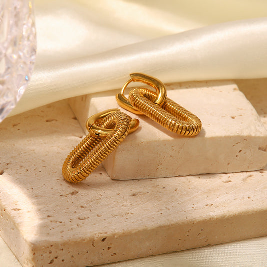 Exaggerated 18K Gold Plated Geometric Square Stainless Steel Earrings for Women