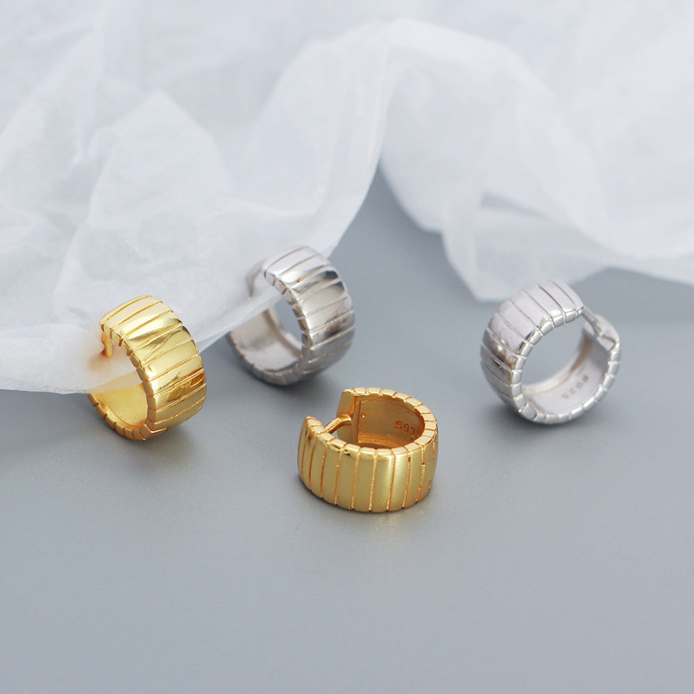 Orecchini a Cerchio Geometrici Minimalisti da Donna in Argento Sterling 925 con Finitura Galvanizzata