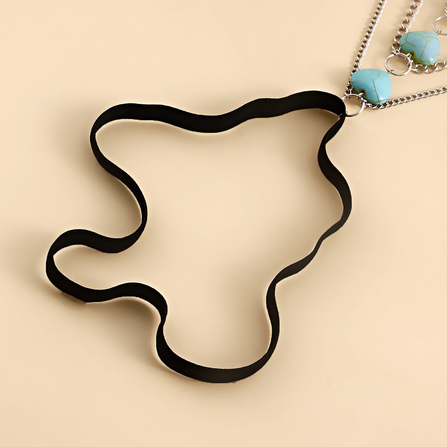 Geometric Style Alloy Leg Chain for Women with Turquoise Accent Beads Adjustable Ankle Bracelet for Beach Vacation