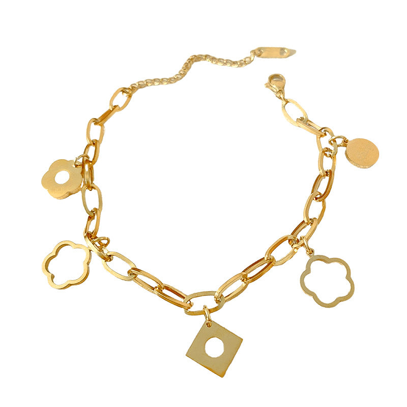 Minimalist Hollow Heart Butterfly Titanium Steel Bracelet