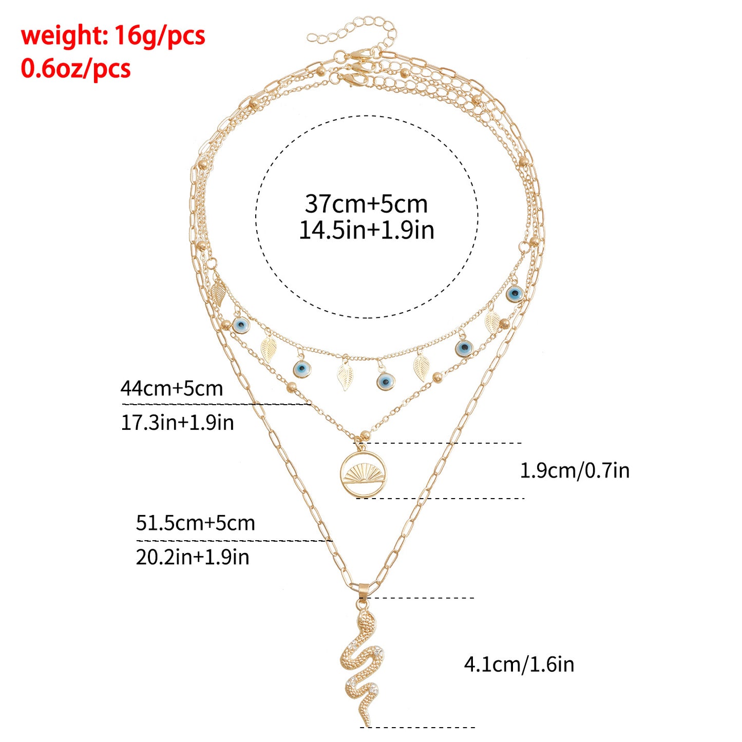 Fashionable Snake-Shaped Evil Eye Pendant Necklace for Women with Alloy Body and Electroplated Finish