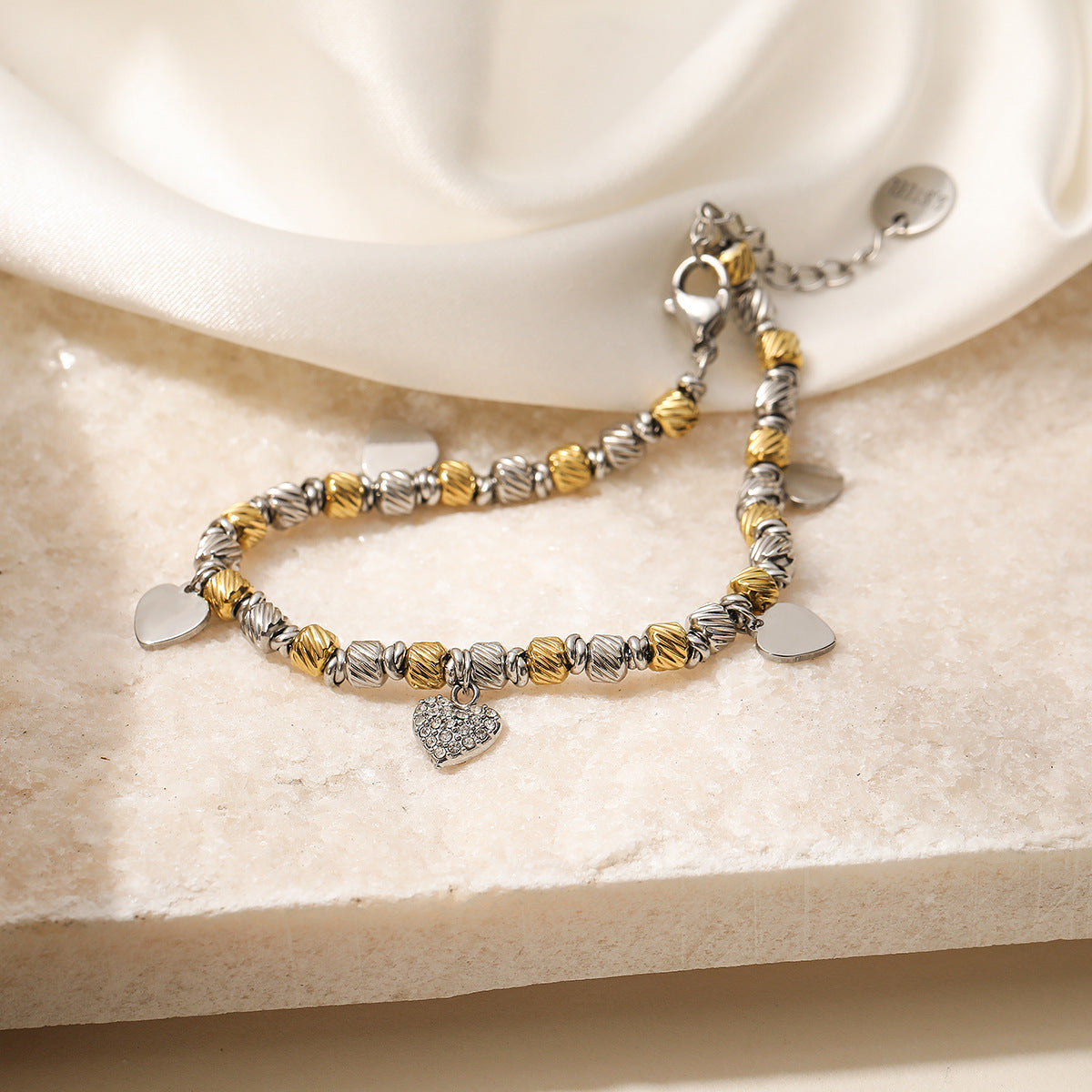 Punk Style Geometric Stainless Steel Bracelet with 18K Gold Plating for Women