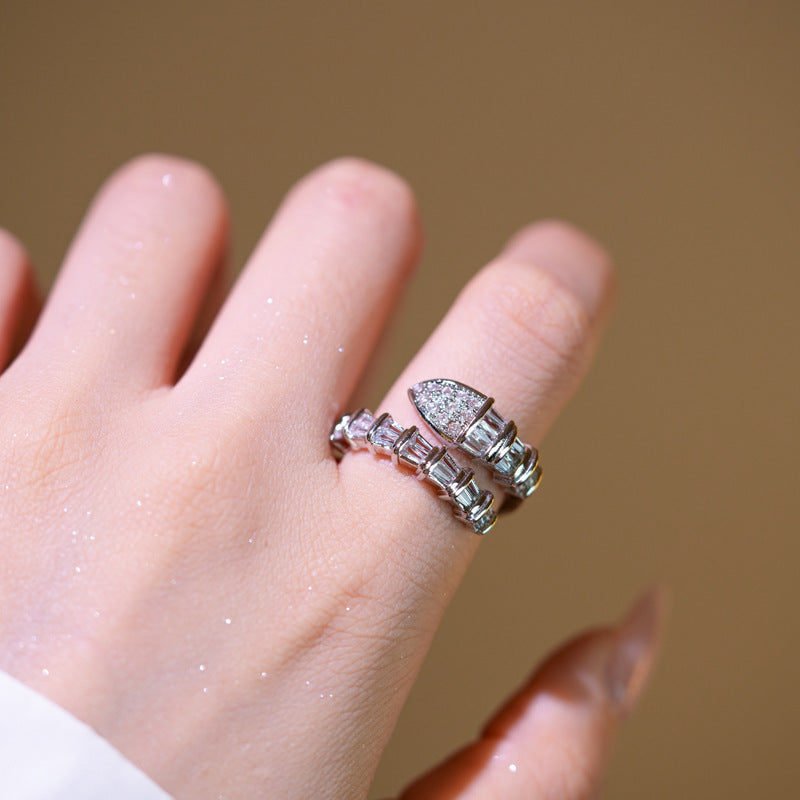 Luxury Minimalist Adjustable Open Ring for Women with Gold-Plated Copper Band and Zircon Stone Accent in Heart and Floral Shape